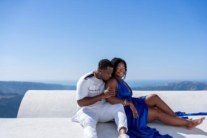 Couple Flying Dress Photoshoot Santorini with Pick up