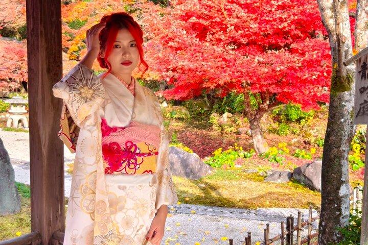 Eikando Temple Kyoto Kimono Rental with Hair Styling Experience