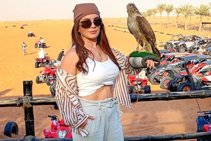 Desert Safari With BBQ Dinner,Quad Ride Falcon Photo Sandboarding