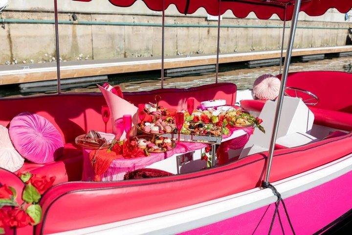 Pink Electric Boat Rental in Newport Beach