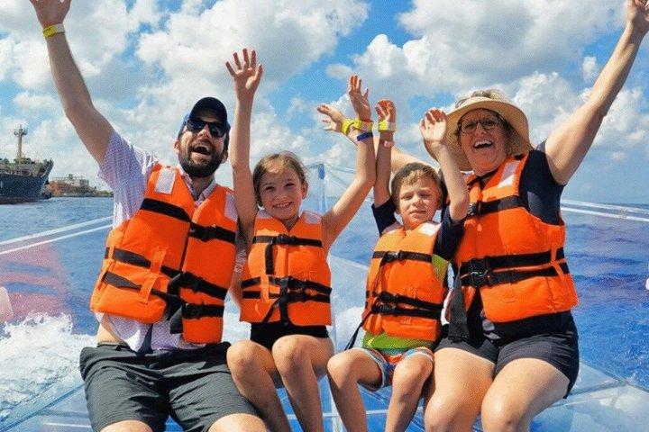 Guided Glass Bottom Boat Tour with Snorkeling on Cozumel Reef