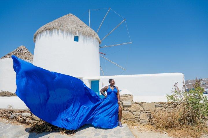 Flying Dress Photoshoot Mykonos - Cruise Ship Passengers