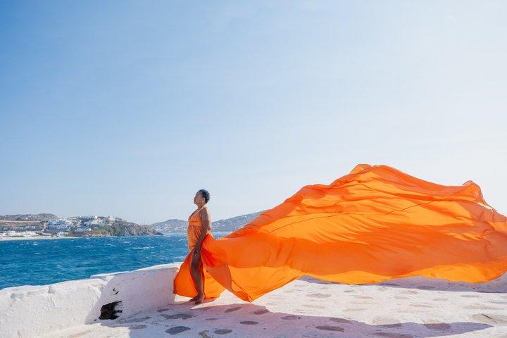 Flying Dress Photoshoot Mykonos - Cruise Ship Passengers