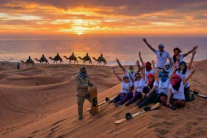 Agadir 3-in-1 Desert Tour: Sandboarding, Sunset Camel Ride & BBQ