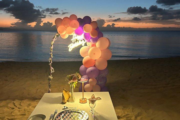 Dinner Experience and Celebration on the Beach with Decorations