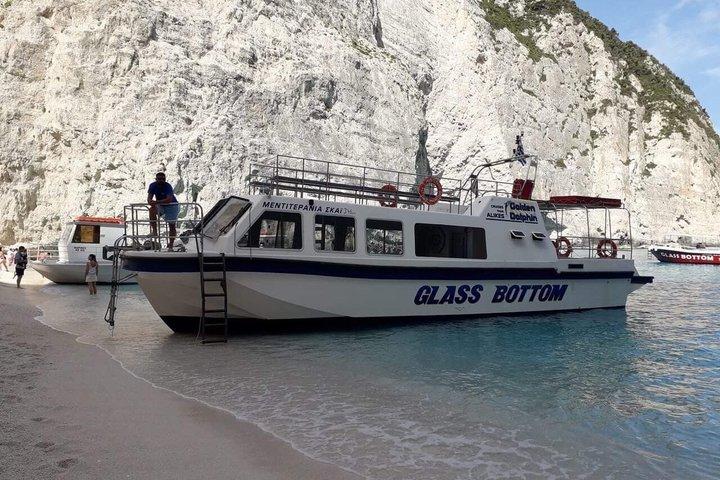 From Alykes Alykanas Boat Tour to Shipwreck Beach and Blue Caves