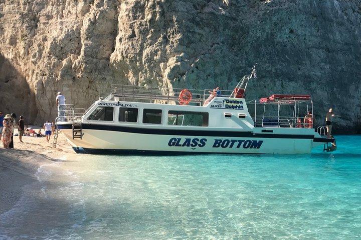 From Alykes Alykanas Boat Tour to Shipwreck Beach and Blue Caves