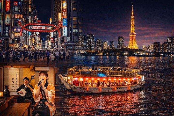 Tokyo Night Tour&Yakatabune Cruise,Sukiyaki,Shamisen&Tokyo Tower