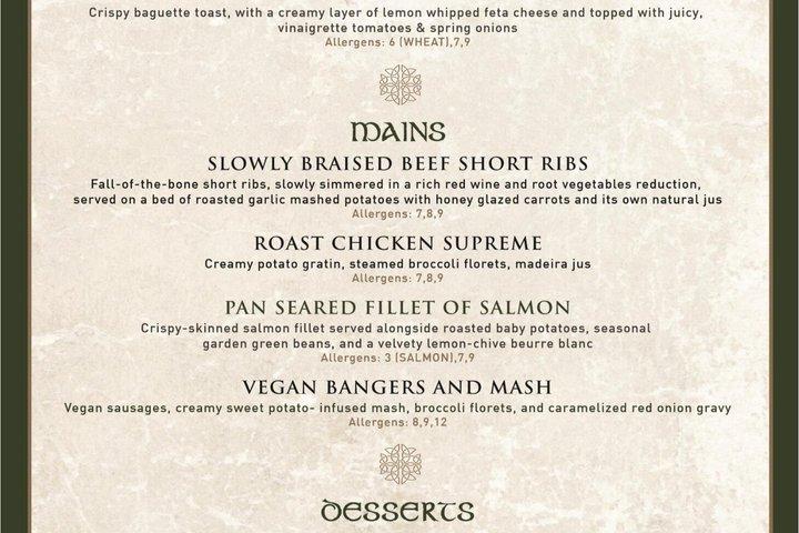 Belvedere Irish Night Show, Dance and Traditional 3-Course Dinner
