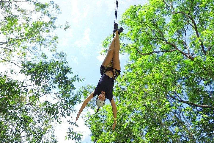 Cenote Jungle Adventure with Zipline circuit, transport & snacks