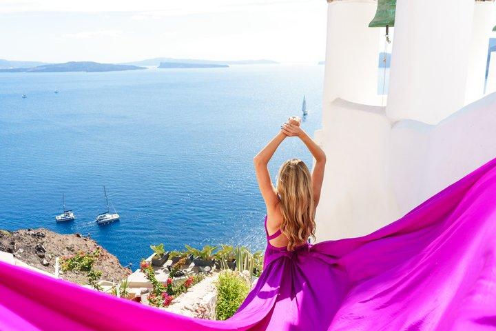 Flying Dress Photoshoot Experience in Santorini