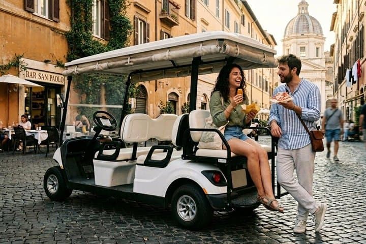 Rome : 3h Private Golf Cart Tour with Culinary Tasting