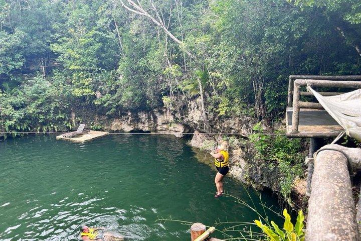 Unforgettable Zipline experience with cenote, snack and transport