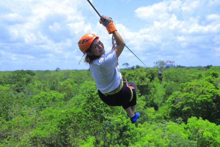 Unforgettable Zipline experience with cenote, snack and transport