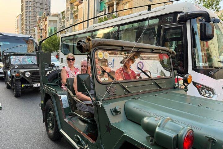 Saigon Street Food Odyssey: Vintage Jeep or Motorbike by Night