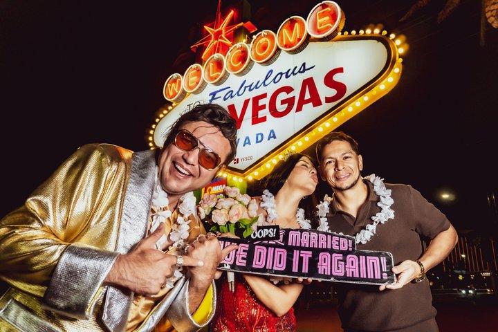 Gold Elvis Wedding or Vow Renewal at Las Vegas Sign