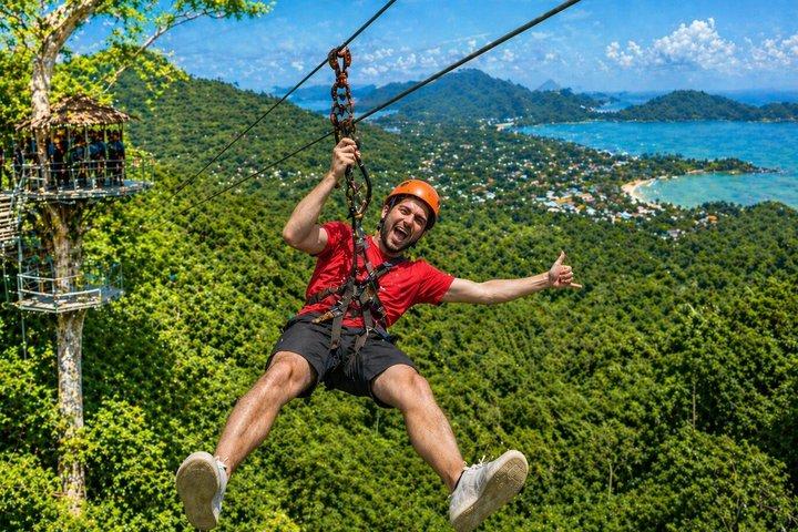 Combo: Seaview Zipline 10 Cable Tree Bridge Bar & 2-Hour ATV Ride