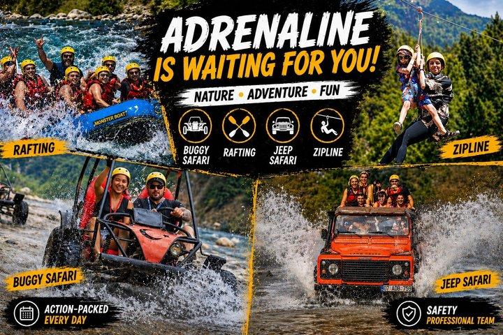 Side Super Combo 4-in-1: Rafting, Jeep Safari, Buggy & Zipline