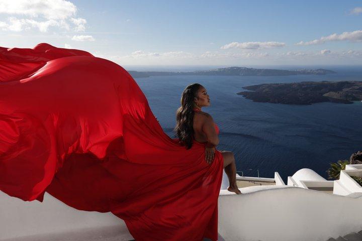 Santorini Private Flying Dress Photoshoot in Oia & Caldera