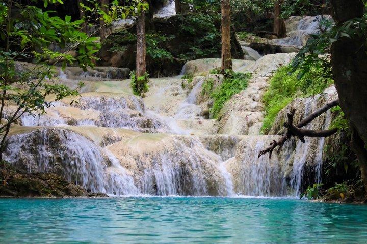Kanchanaburi Private Tour: Erawan Waterfalls & Cave Temples