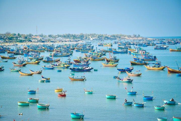 Mui Ne Vietnam Fishing Village with Sand Dunes and Sunset