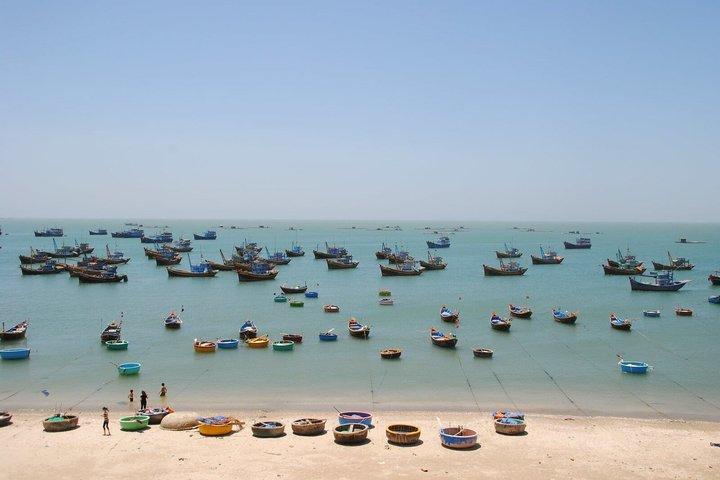 Mui Ne Vietnam Fishing Village with Sand Dunes and Sunset