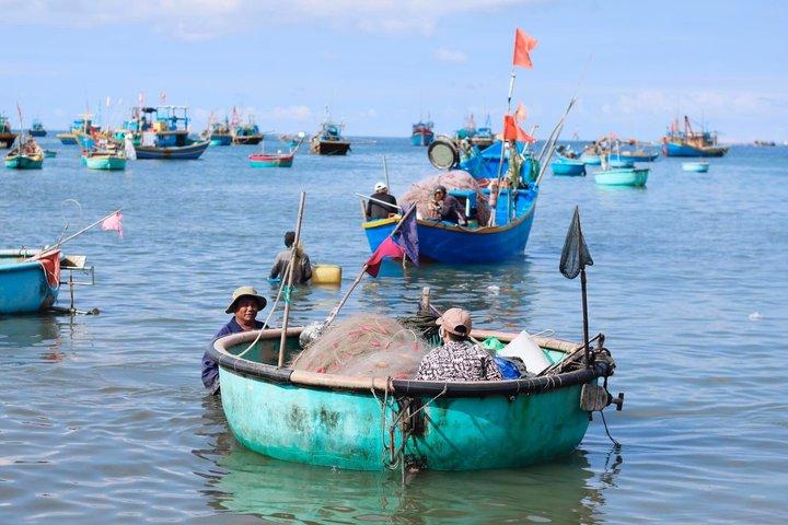 Mui Ne Vietnam Fishing Village with Sand Dunes and Sunset