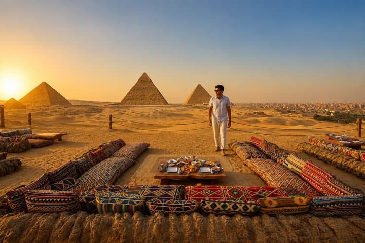 Private Giza Pyramids Tour with Breakfast at 9 Pyramids Lounge