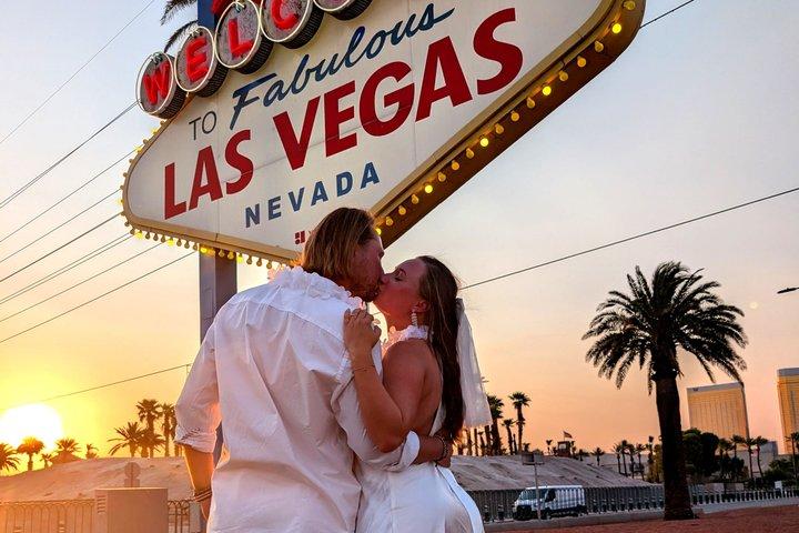 Las Vegas Sign Wedding or Vow Renewal with Romantic Vintage Style