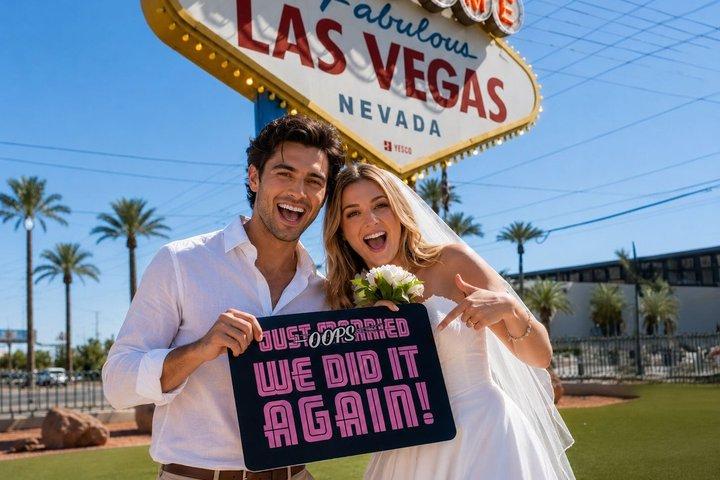 Las Vegas Sign Wedding or Vow Renewal with Romantic Vintage Style