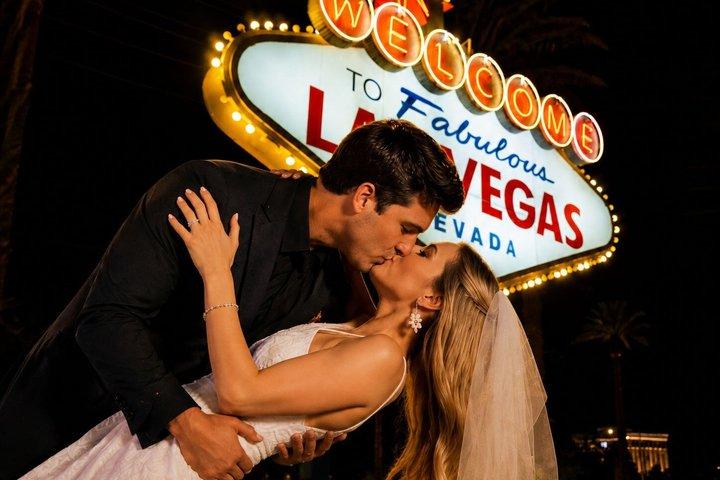 Las Vegas Sign Wedding or Vow Renewal with Romantic Vintage Style