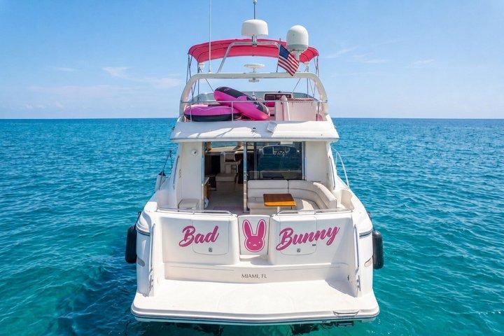 Bad Bunny Pink Yacht Rental In Miami 50ft Luxury Pink Charter