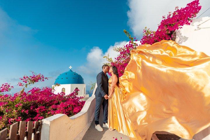Santorini Flying Dresses Photoshoot