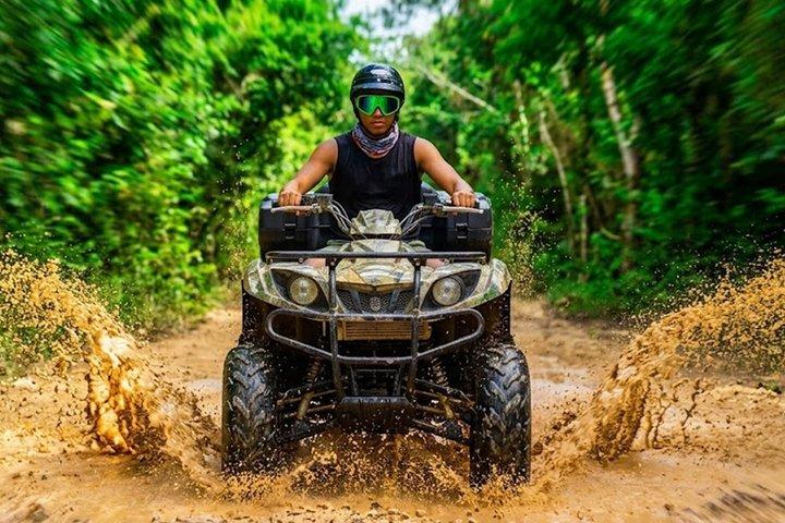 Ziplining in Cancun with ATV Ride, Cenote & Transportation.