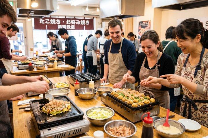 Osaka Takoyaki Okonomiyaki and Onigiri Cooking Class