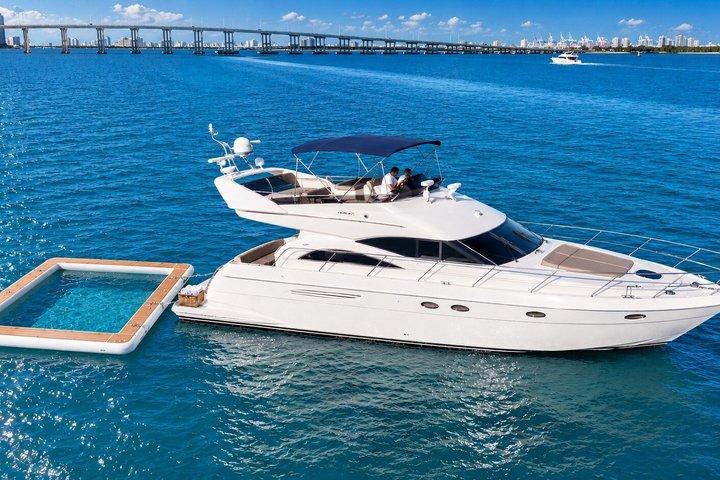 Miami Luxury Yacht Charter 60 ft + 2 free Jet Ski Ride + Sea Pool