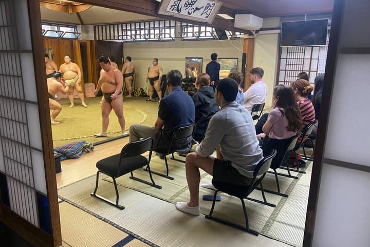 Authentic Tokyo Sumo Practice with Seat, Photos, and Audio Guide