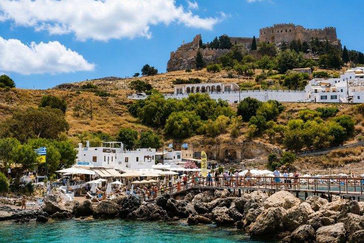 Faliraki: Lindos Boat Cruise with Swim stops & Free Time