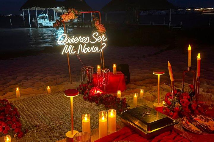 romantic picnic with a view of the caribbean sea