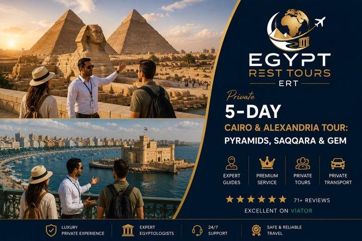 Private 5-Day Cairo & Alexandria | Pyramids,Sphinx, Saqqara & GEM