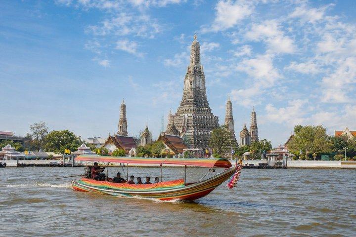 Bangkok Teak Boat Canal Tour with Wat Arun View