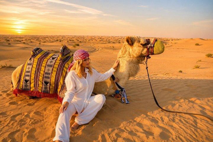 Red Dunes Dubai Safari with BBQ Dinner, Camel Ride & Falcon Pic