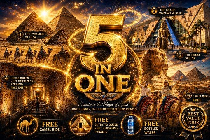 Giza 5-in-1,Pyramids,Sphinx,Camel, Inside Pyramid & Grand museum
