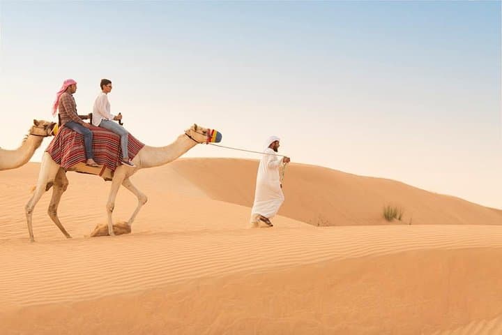 Dubai Desert Safari by Camel and 4x4 Jeep with BBQ Dinner with Live Belly Dance