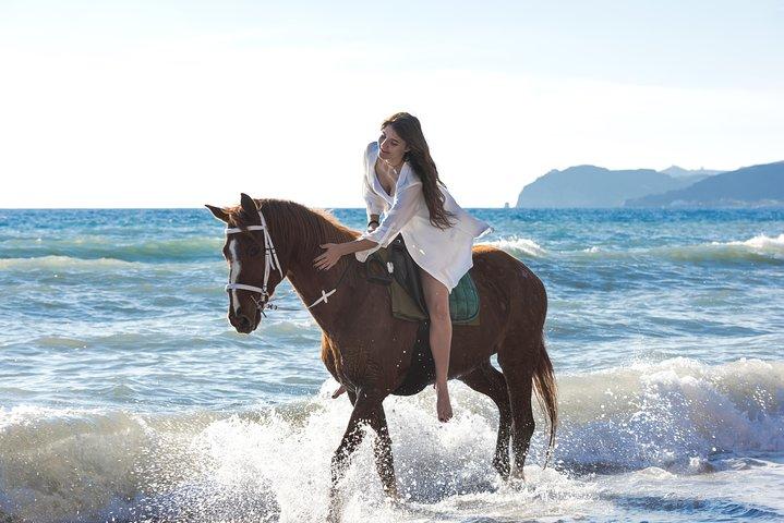 Santorini Horse Riding to Black Sandy Beach