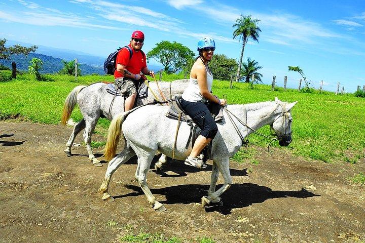 Private mega combo adventure tour Canopy Horseback Ride Water Slide and Natural Hot Springs