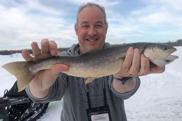 Fairbanks Ice Fishing Expedition in a Heated Cabin with Fish Cookout