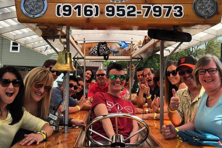 Pedal, Drink, and Bar hop through Sacramento on a 15 seat Beer Bike