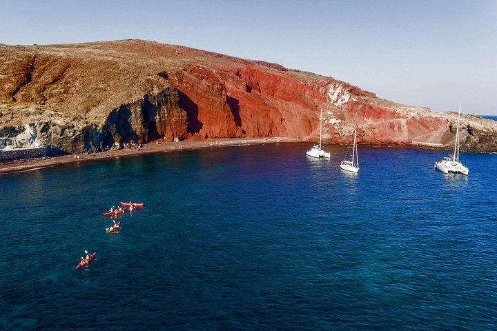 Santorini Guided Sea Kayaking with Light Lunch and Pick-up Option