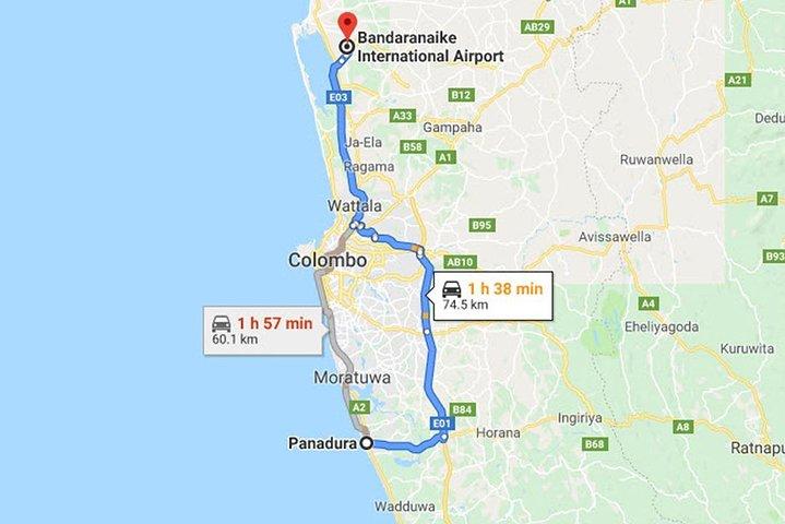 Panadura City to Colombo (CMB) Airport Private Transfer